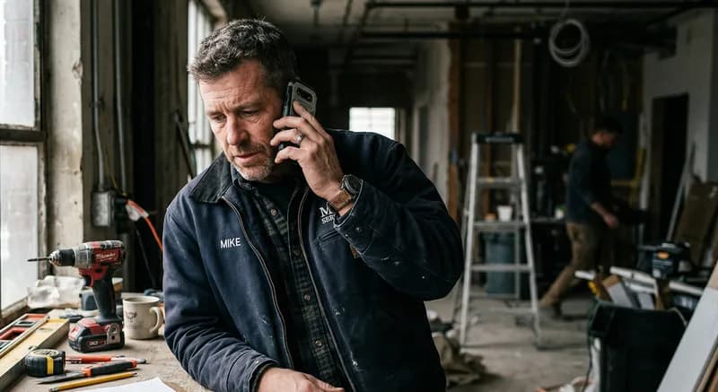Service business owner answering a call โ Outbound's AI call center handles inbound calls 24/7