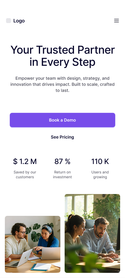 Mobile landing page 1